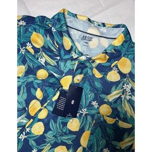 IZOD Saltwater Men 4XB Blue Lemon Print Sunshield Polo Shirt Big & Tall NWT